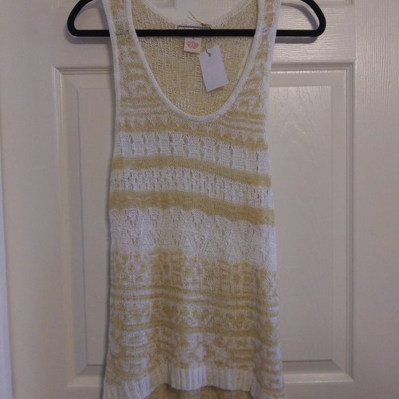Flying Tomato | Fancy Knit Racerback Tan and White Tank | L | New - Picture 4 of 12